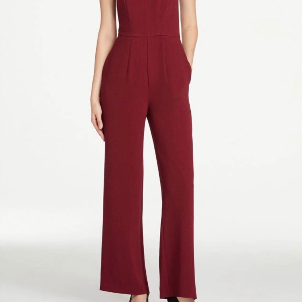 Ann Taylor Factory Cranberry/Burgundy Halter Top Jumpsuit Size 0 - Picture 2 of 9